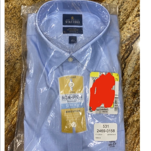Stafford Non Iron Men’s Button Up 17.5 Blue - Picture 3 of 4
